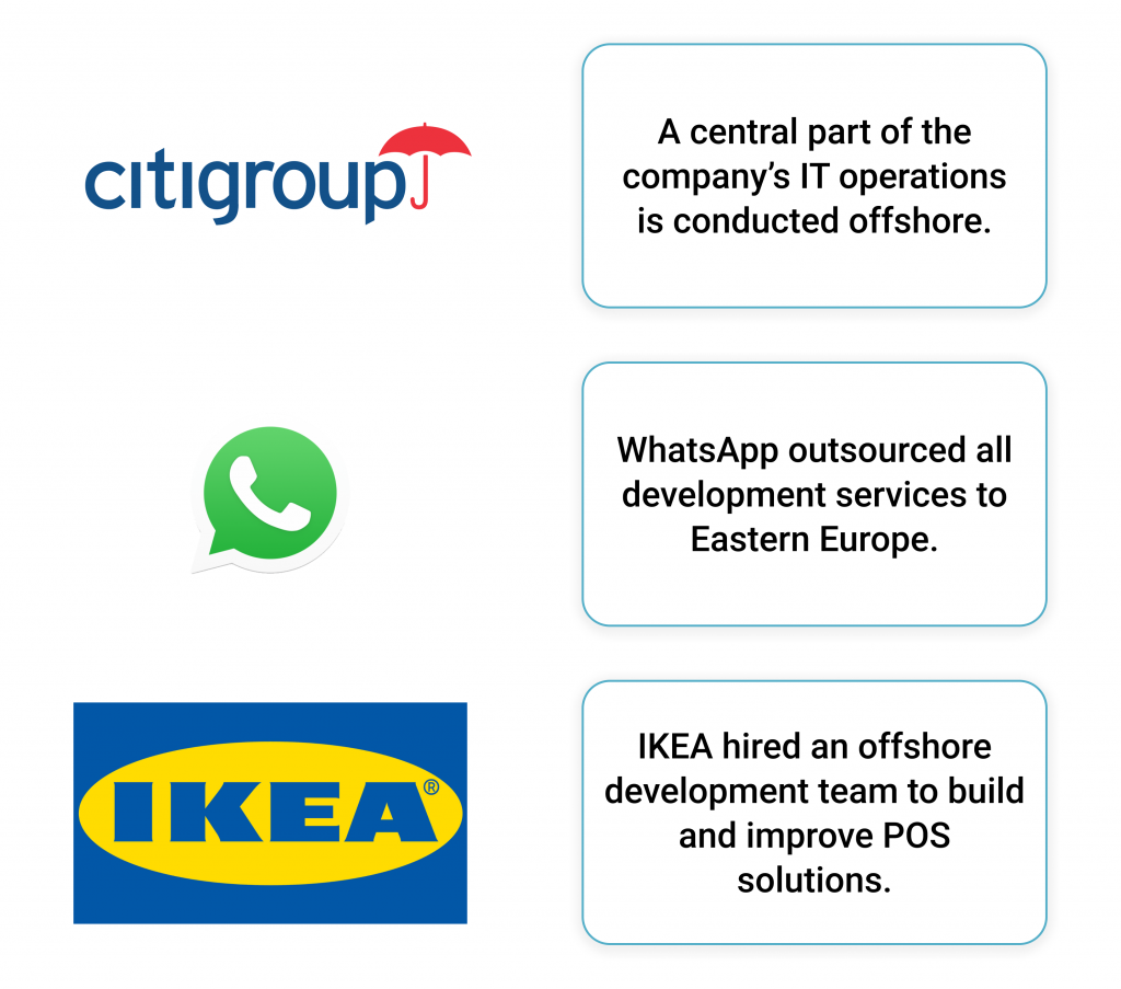 what prominent companies use onshore and offshore outsourcing