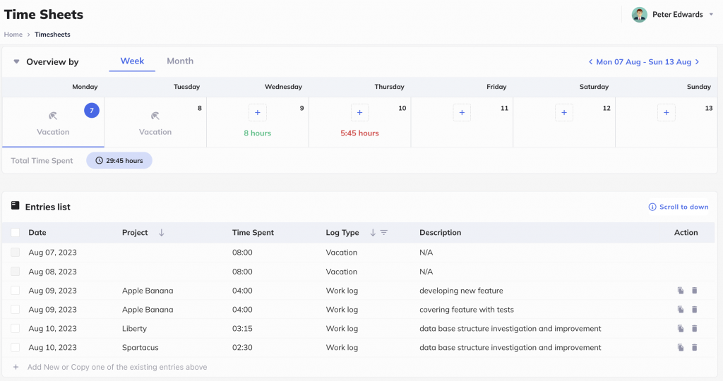 custom erp development - time tracking module