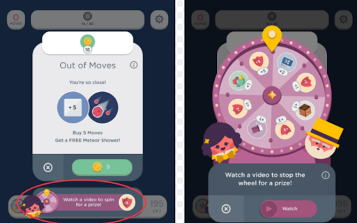 Reward-based ads screen