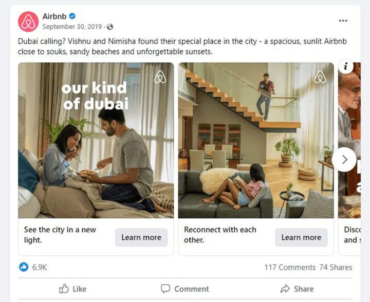 Destination inspiration retargeting (behavior-based travel ads) - Airbnb
